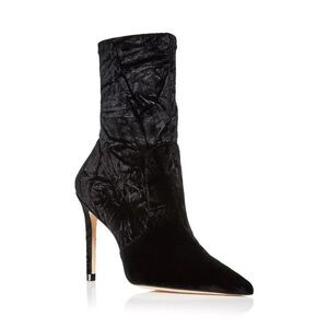 New STUART WEITZMAN Women's Stuart 100 Stretch Velvet Booties in Black Size 10